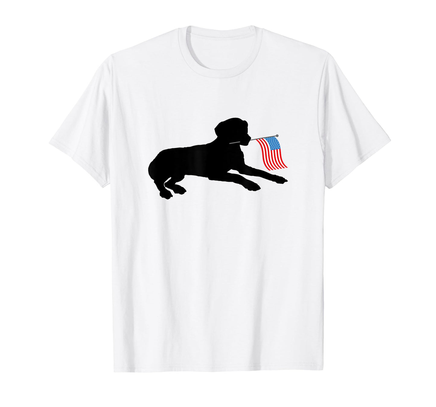 Black Lab Dog Holding July 4th Patriotic USA Flag T-Shirt T-Shirt