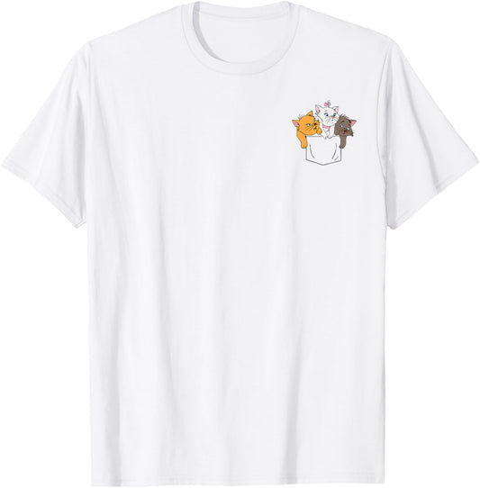 Disney The Aristocats Adorable Kittens Trio Faux Pocket Logo T-Shirt
