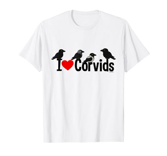 Crows, Ravens, Jackdaws! Cute I Love Corvids Cartoon T-Shirt