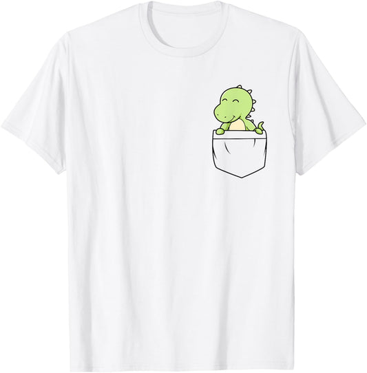 Dinosaur in the chest pocket, Kawaii cute dinosaur T-Shirt