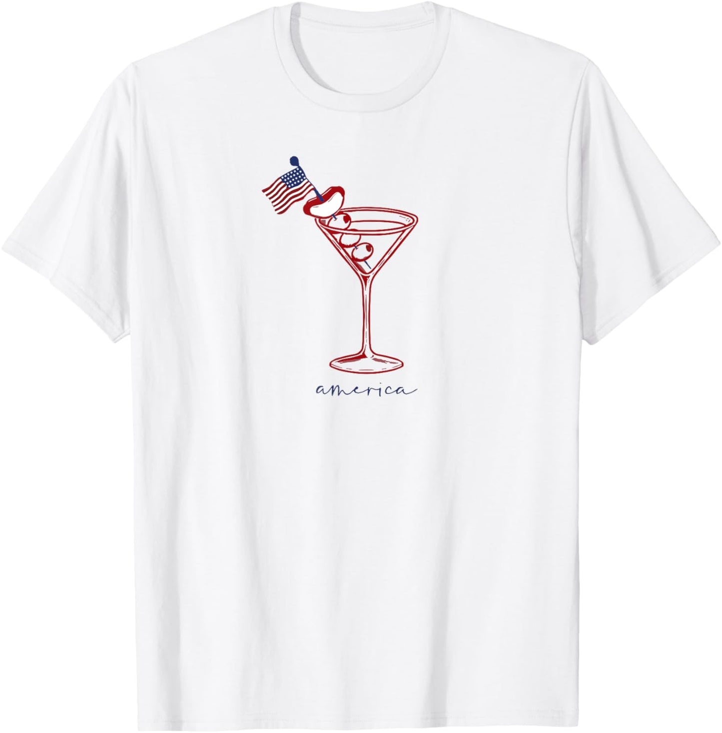 4th of July Funny Hot Dog & Martini T-shirt