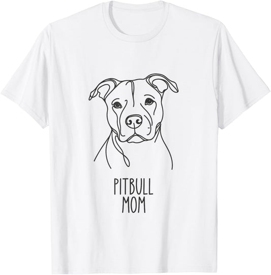 Line Art Best Dog Mom Women - Pitbull T-Shirt