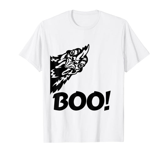 Boo! | Funny Hen Hiding Peekaboo Scary Halloween Chicken T-Shirt