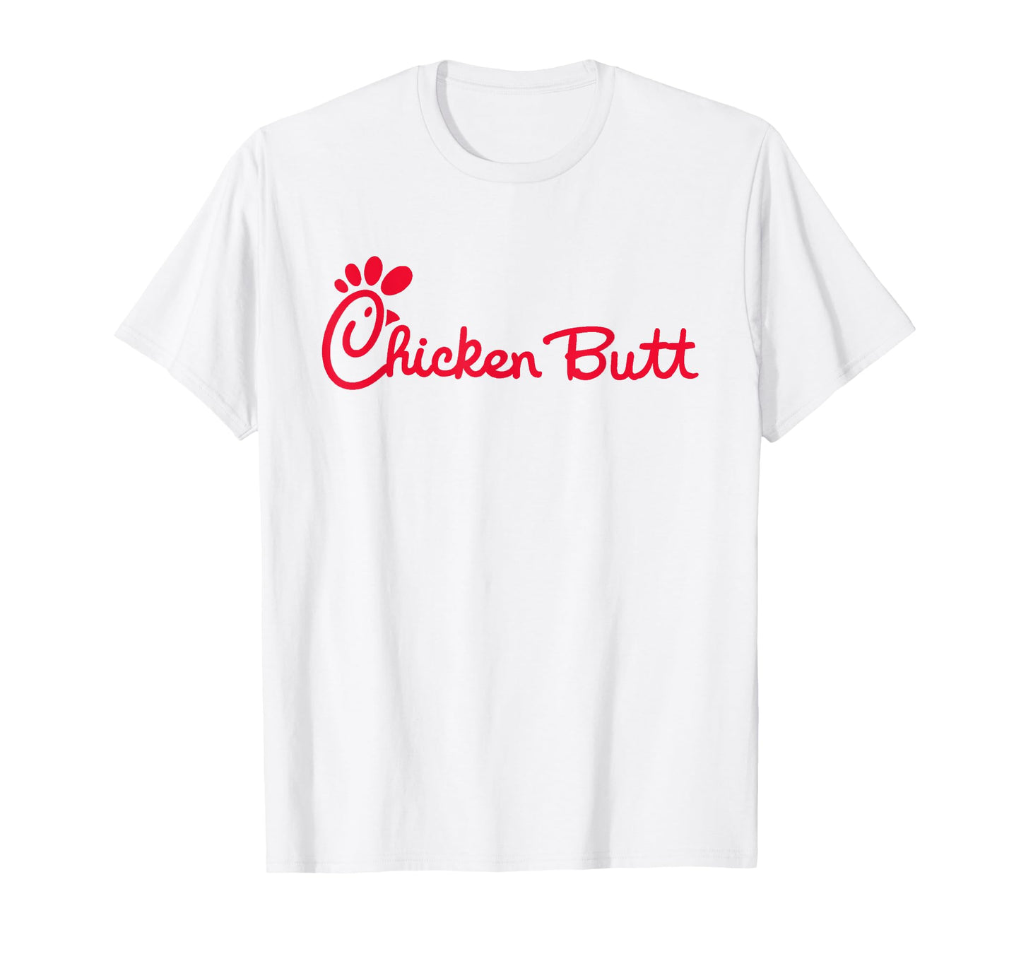 Casual Biscuits Chicken Butt T-Shirt - Unisex-Adults, Kids - White - Short Sleeve - Cotton 60%, Polyester 40%