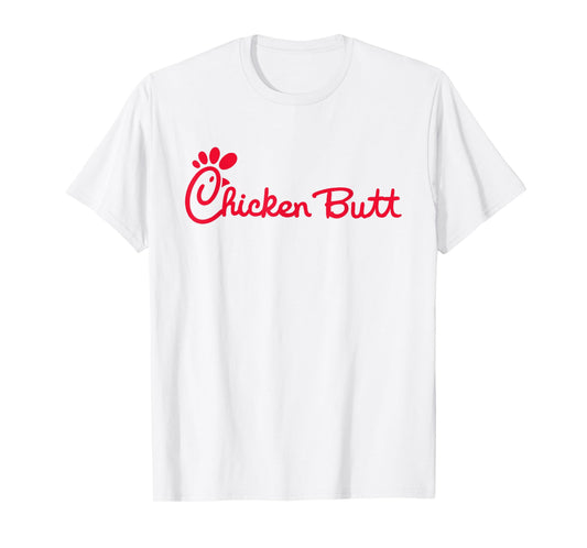 Casual Biscuits Chicken Butt T-Shirt - Unisex-Adults, Kids - White - Short Sleeve - Cotton 60%, Polyester 40%