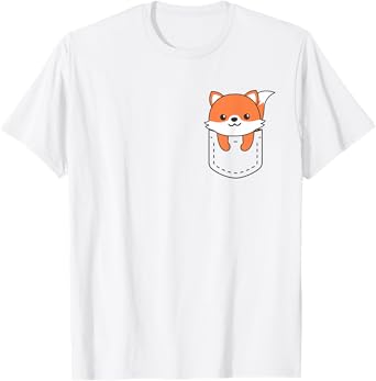 Fox In Pocket Funny Cows In Breast Pocket Cute Fox T-Shirt