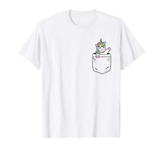 Unicorn Lovers Cute Funny Unicorn In Pocket T-Shirt