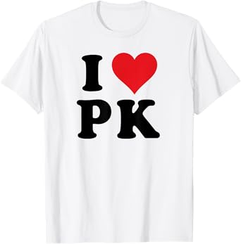 I Heart PK Initials I Love P.K. First And Last Name P K T-Shirt