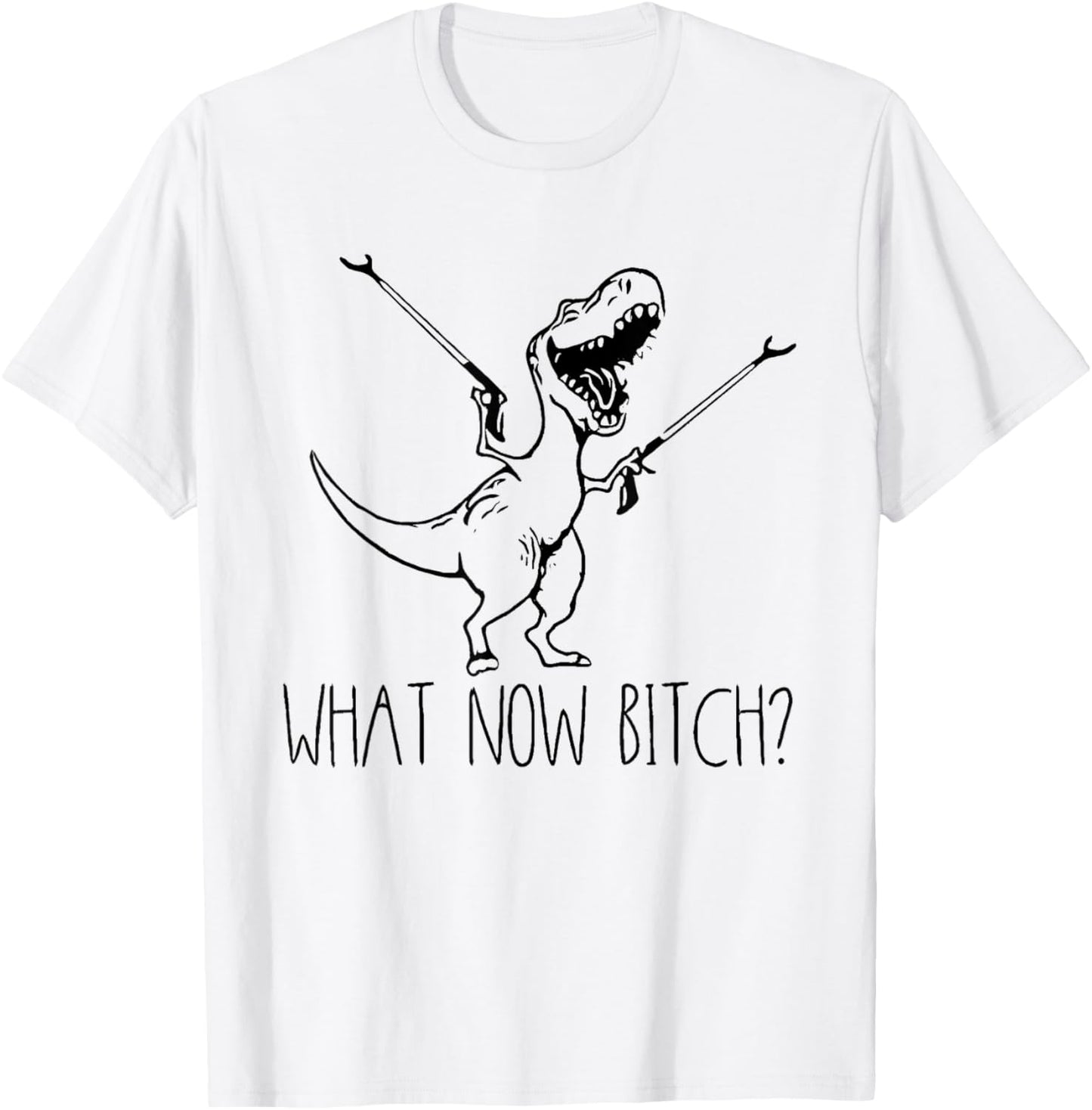 What Now Bich Funny T Rex Dinosaur Saying Quote Men Women T-Shirt