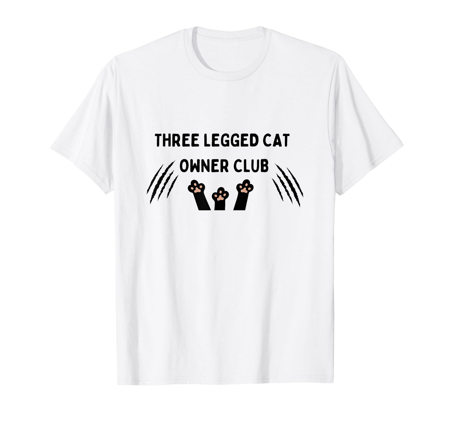 Moon Monkey And Bear Unisex-Adults, Unisex-Kids Three Legged Cat Owner Club Modern Cat Letter Print White Short Sleeve T-Shirt