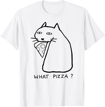 Threadless Fox Shiver What Pizza Black Cat Graphic T-Shirt for Men Women Kids