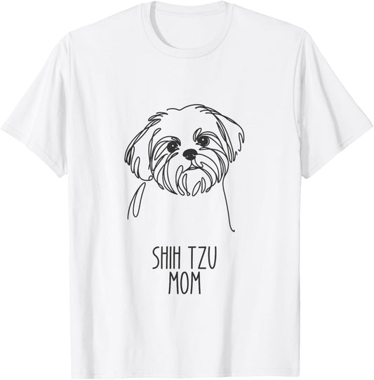 Line Art Best Dog Mom Women - Shih Tzu T-Shirt