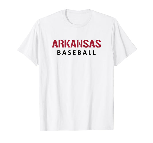 Arkansas Baseball Block and Stencil Font T-Shirt