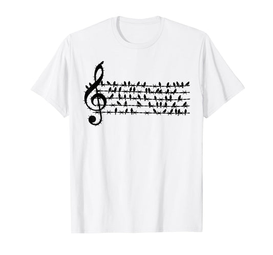 Bird Music Note Funny Clef Musician Art Gifts Men Women Kids T-Shirt