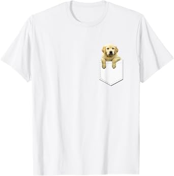 Golden Retriever In Pocket T Shirt Puppy Dog in Your Pocket T-Shirt for Men Women Girls Kids