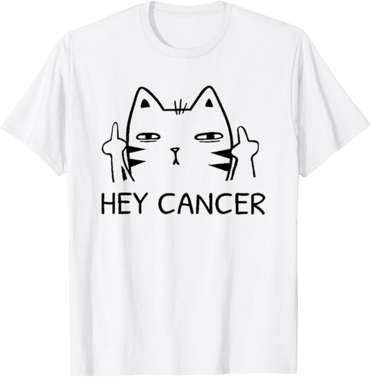 Hey Cancer F Funny Cat Middle Finger T-Shirt