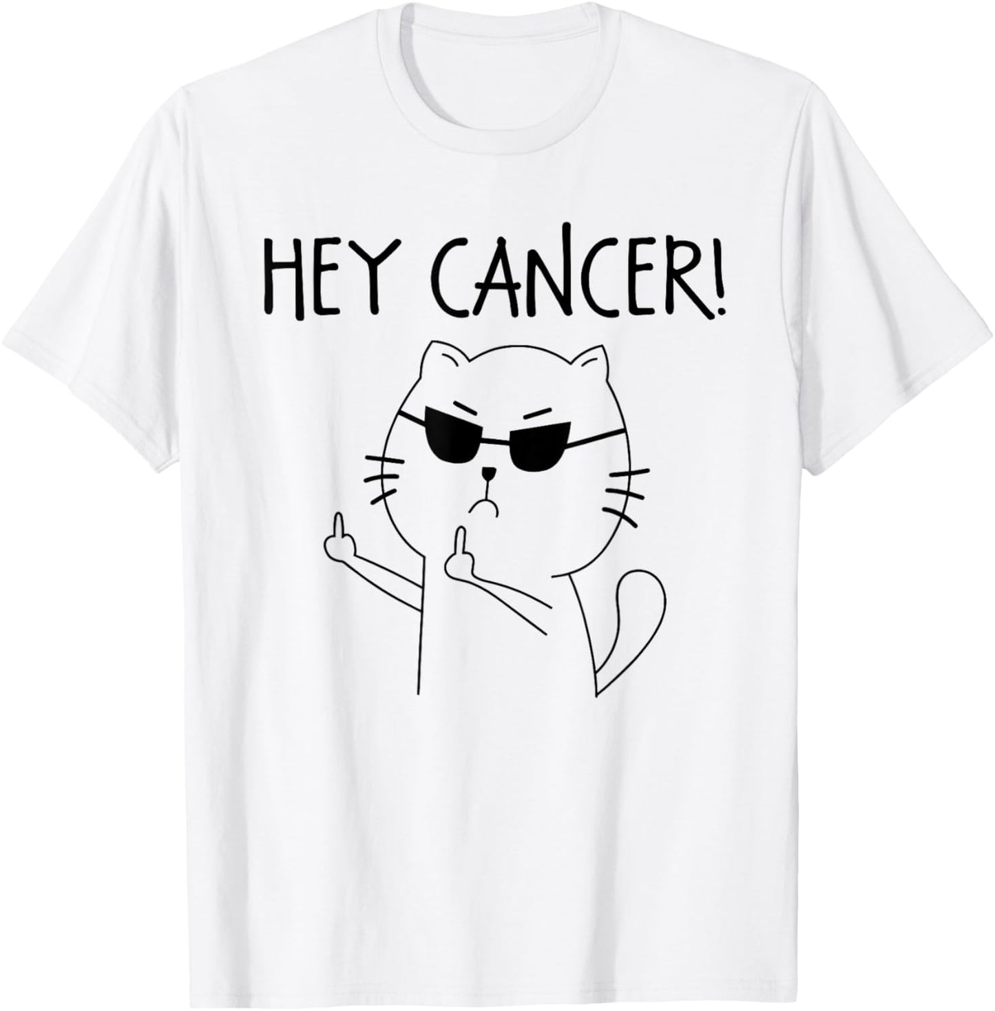 Hey Cancer F Funny Cat Middle Finger T-Shirt