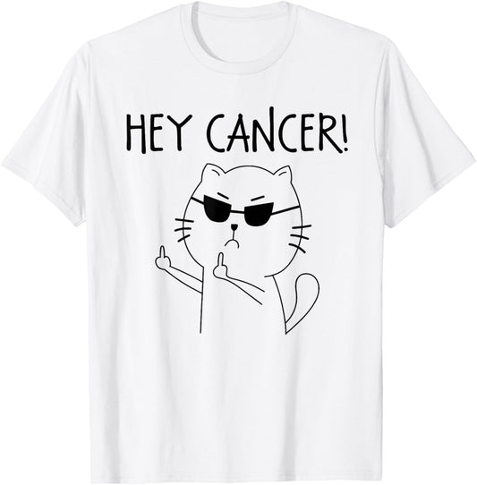 Hey Cancer F Funny Cat Middle Finger T-Shirt