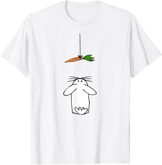 Cute and Funny Rabbit Looking Up at Carrot Kids Easter T-Shirt