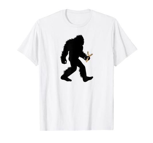 Bigfoot Slingshot T-Shirt, Sasquatch Slingshotting Tee Gift T-Shirt
