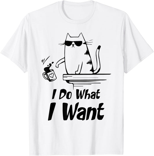 Do What I Want Black Cat Red Cup Funny Graphic T-Shirt