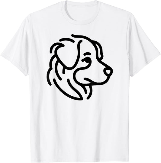 Cute Australian Shepherd Lovers dog simple line art portrait T-Shirt