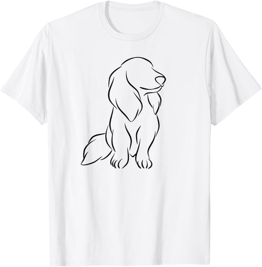 Long haired Dachshund Line Art cute Doxie Wiener Dog Women T-Shirt