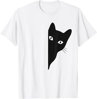 Black-Cat Coming Out Funny Peek a Boo Peeking Pet T-Shirt for Men Women