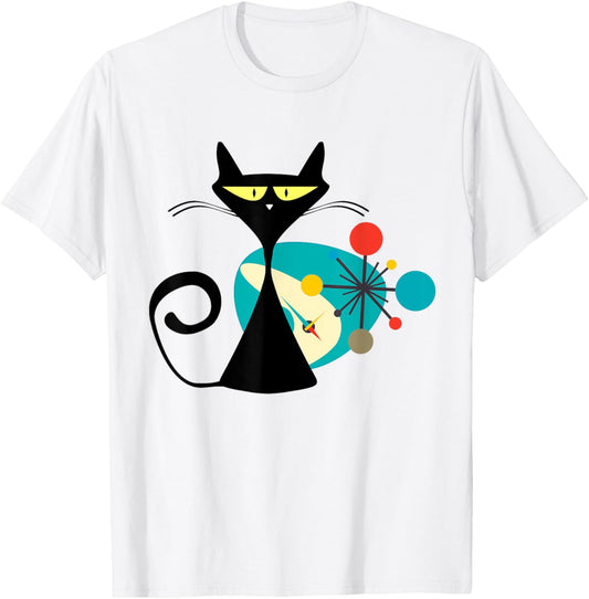 Midcentury Mid Century Cat Retro Atomic Age Space Modern T-Shirt