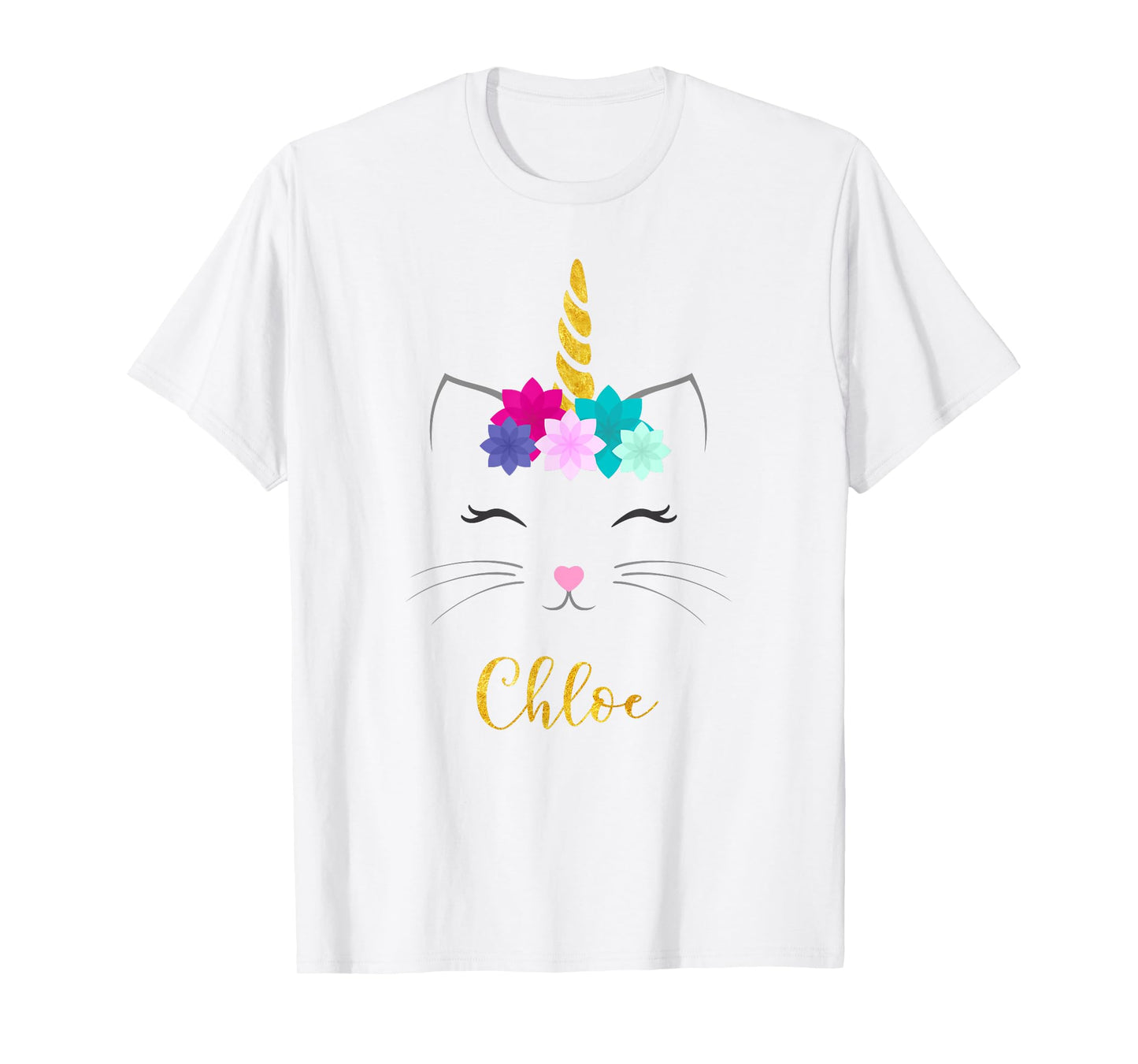 Chloe Name Shirt Cat Unicorn Personalized Birthday Gift