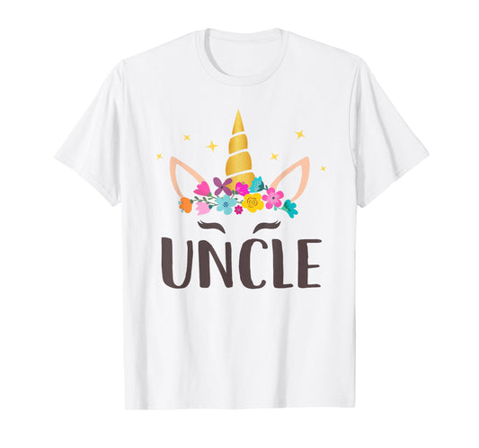Uncle Unicorn Floral Birthday Matching T-Shirt