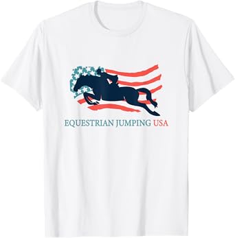 Horse Rider Equestrian Jumping USA Team Coach American Flag T-Shirt