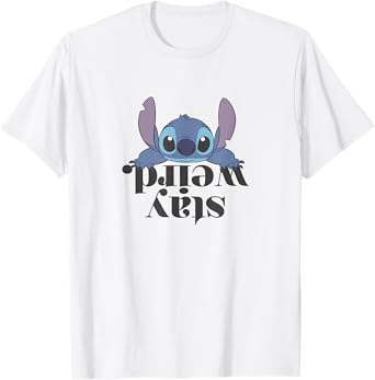 Disney Lilo & Stitch Stay Weird Upside Down Text Logo T-Shirt