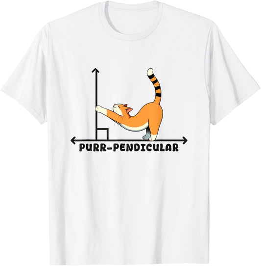 Cute Math Cat Lover Purr-Pendicular Kitten Math Pun Geometry T-Shirt