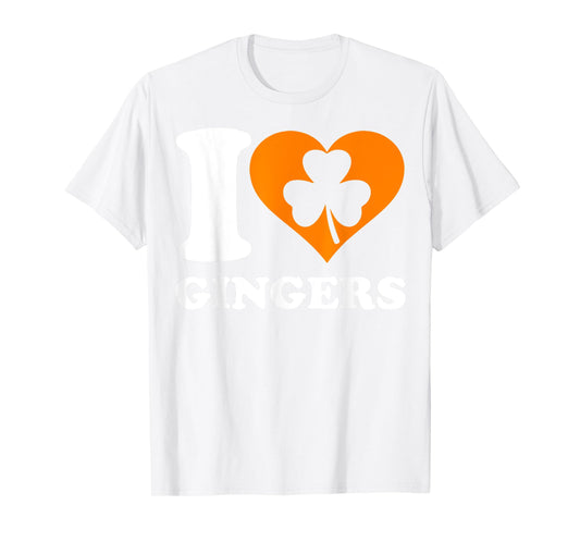 I Love Gingers Heart Shamrock Redhead Lover St Patrick's Day T-Shirt