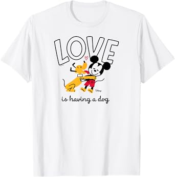 Mickey Mouse and Pluto - Love Is Having a Dog T-Shirt