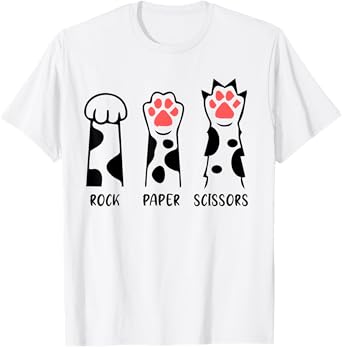 Rock Paper Scissors Cat Paws Funny Hand Cat Kitten Lover Men Women Kids T-Shirt