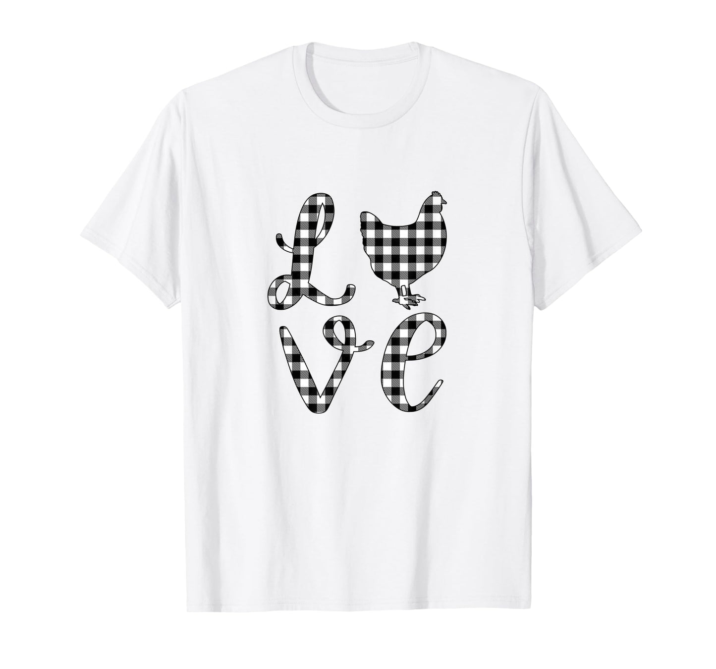 Chicken Lover Farm Country Mom Black White Rustic Gingham T-Shirt