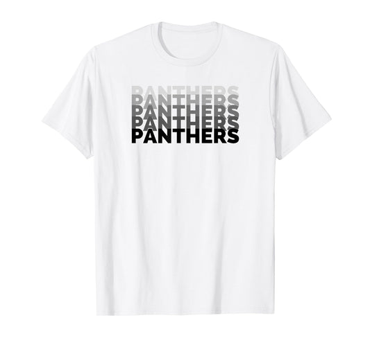 Panther Repeated Black Gray Text High School Spirit Fan Wear T-Shirt