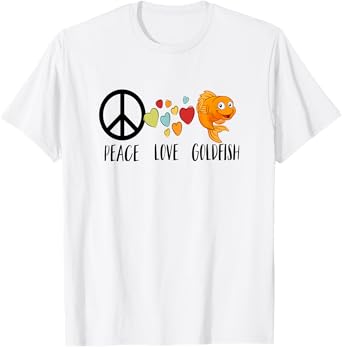 Funny Goldfish Shirt for Kids Moms Peace Love Goldfish Gifts T-Shirt