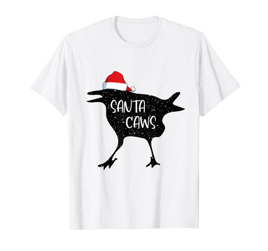 Crow Santa Christmas Santa Caws Funny Bird Pajamas Xmas T-Shirt
