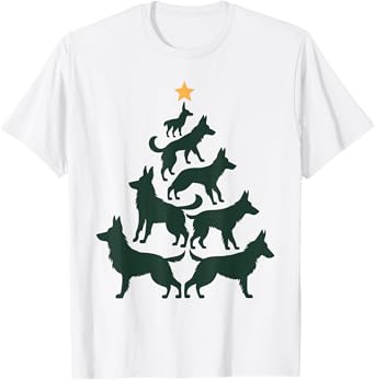 German Shepherd Christmas Tree Funny GSD Dog Mom Dad Pajamas T-Shirt