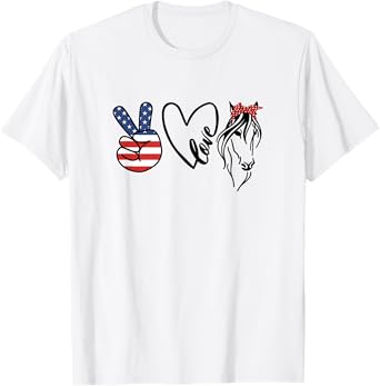 Cowgirls Shirts Americana Peace Love Horses 4th of July T-Shirt