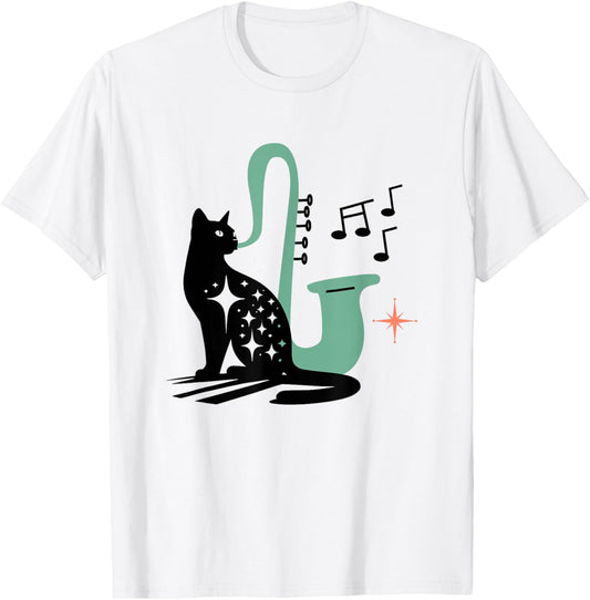 Retro Musical Cat Midcentury Atomic Age Modern Mid Century T-Shirt