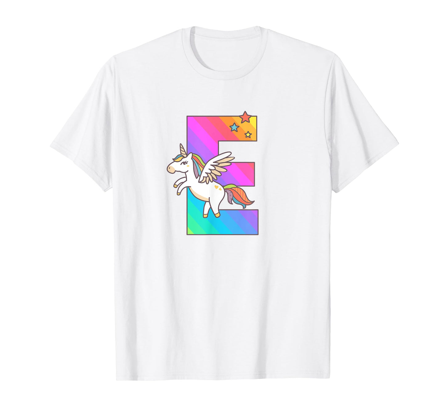Unicorn Monogram Letter E Initial Cute Girls Birthday Gift T-Shirt