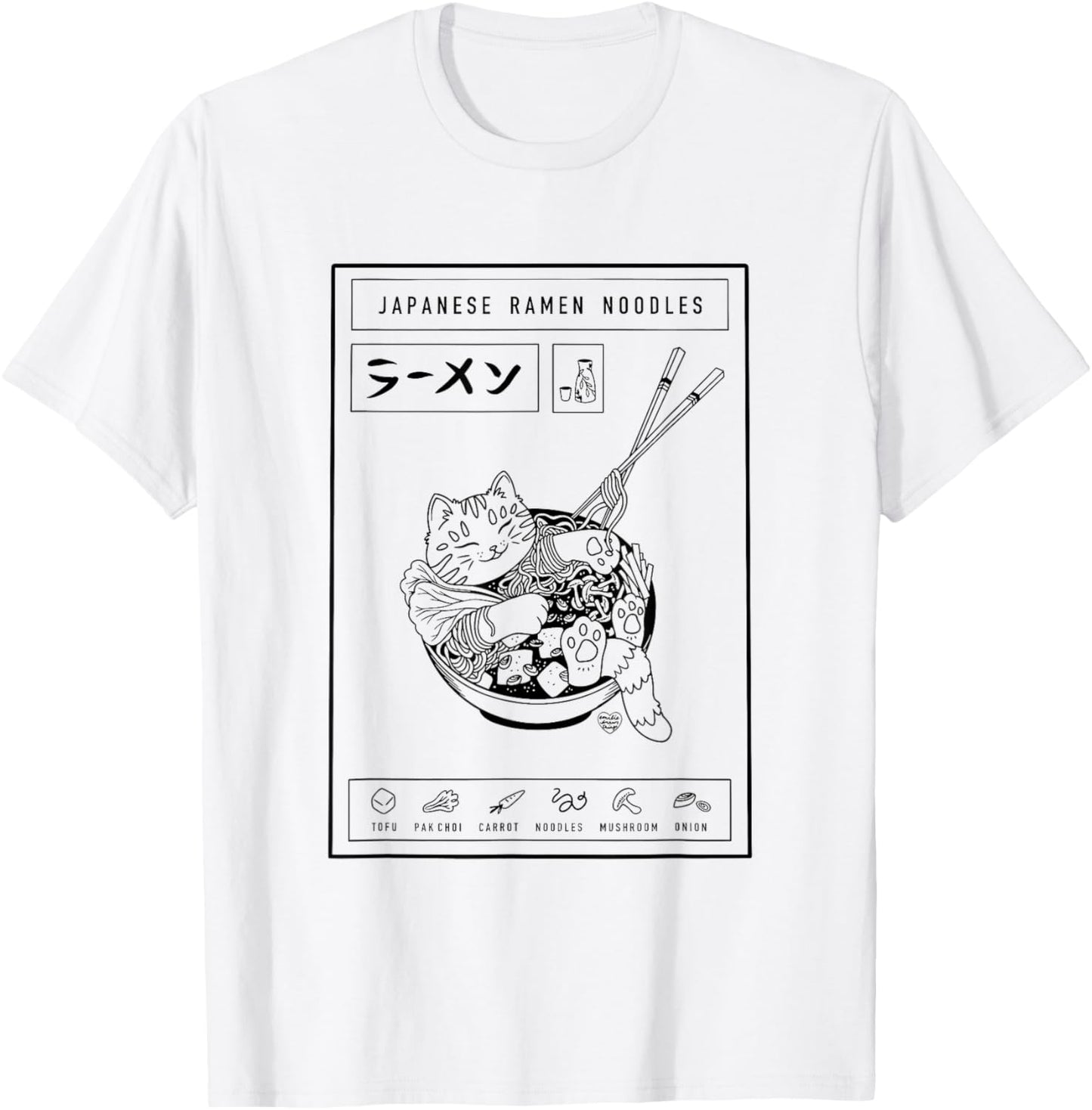 Japanese Ramen Noodles Cat T-Shirt