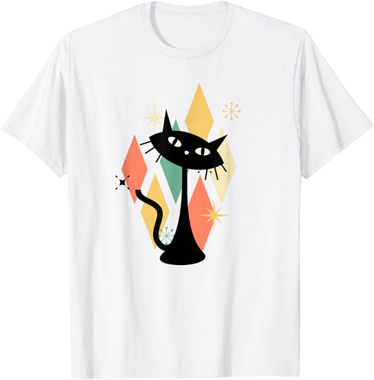 Colorful Retro Cat Midcentury Atomic Age Modern Mid Century T-Shirt