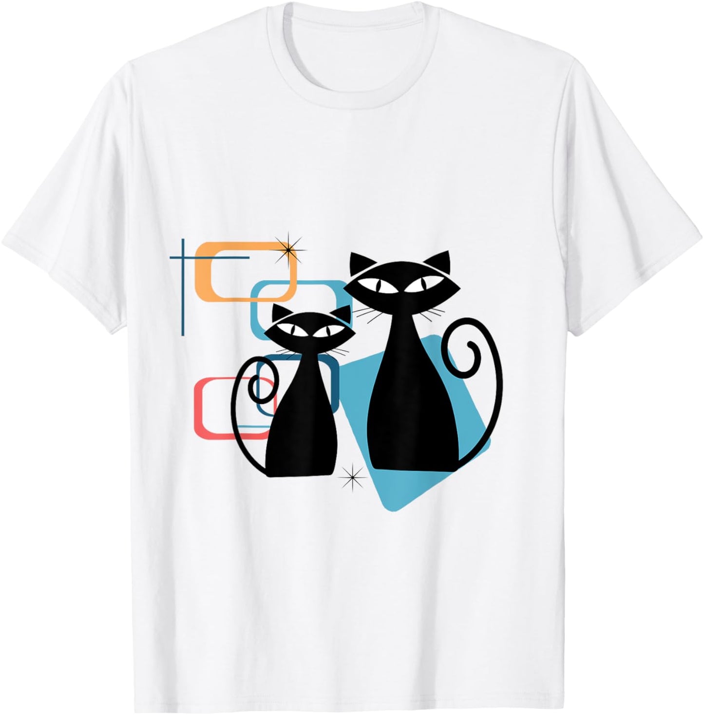 Retro Atomic Age Mid-Century Twin Cat Vintage Modern Design T-Shirt