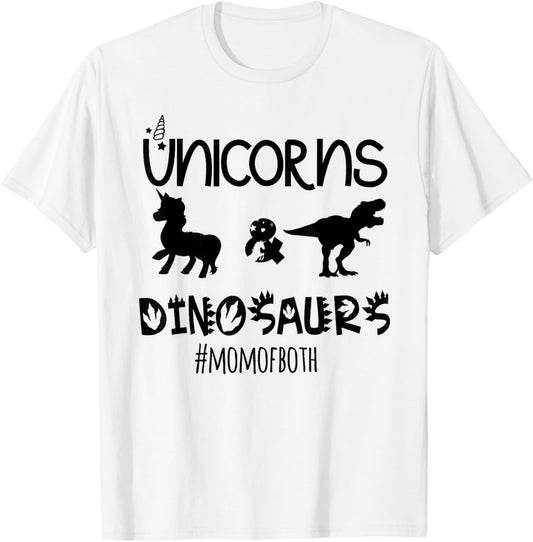 Funny unicorn and dinosaur design for birthday mom T-Shirt