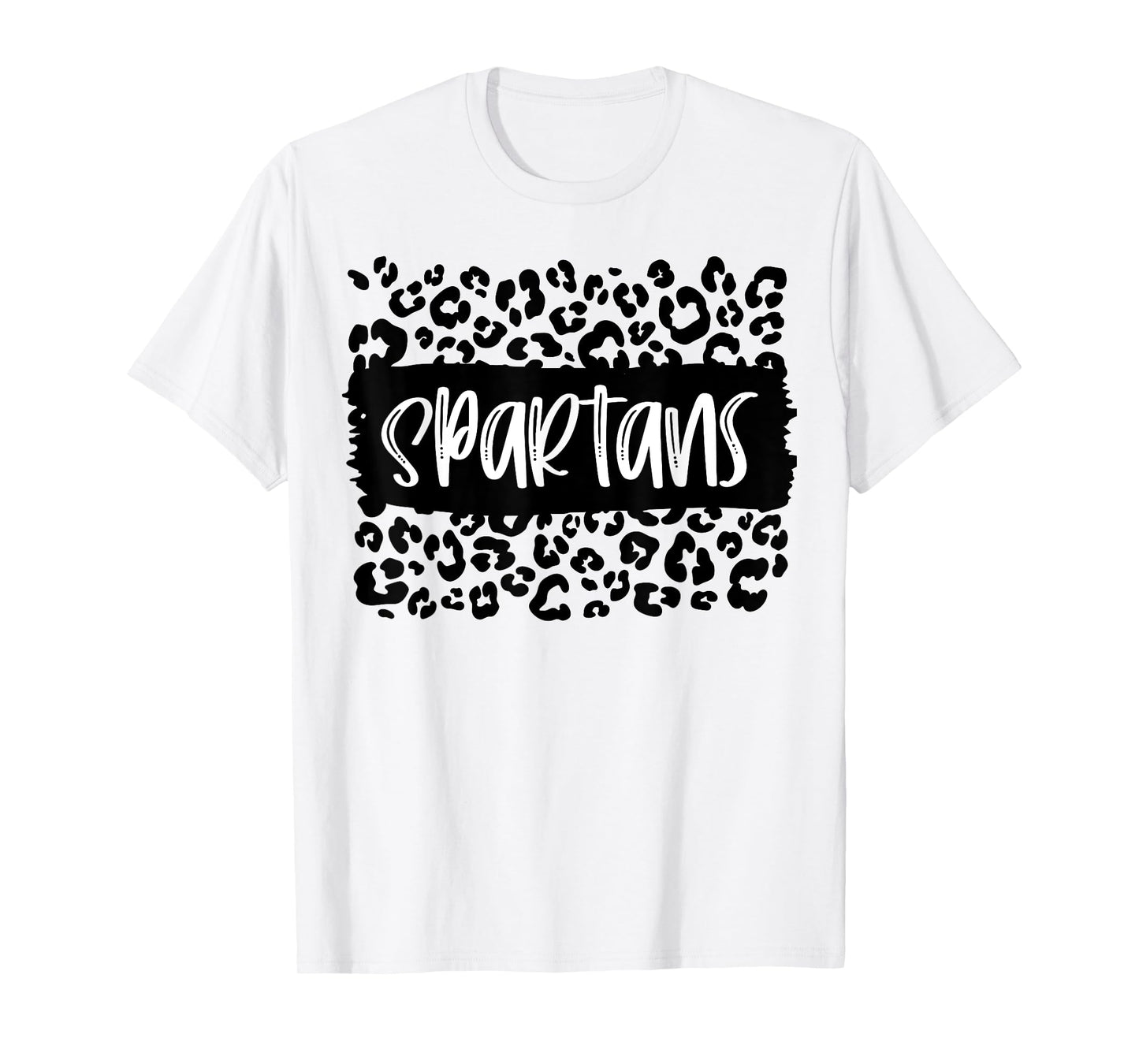 Spartans Team Mascot School Spirit Game Night Leopard Print T-Shirt